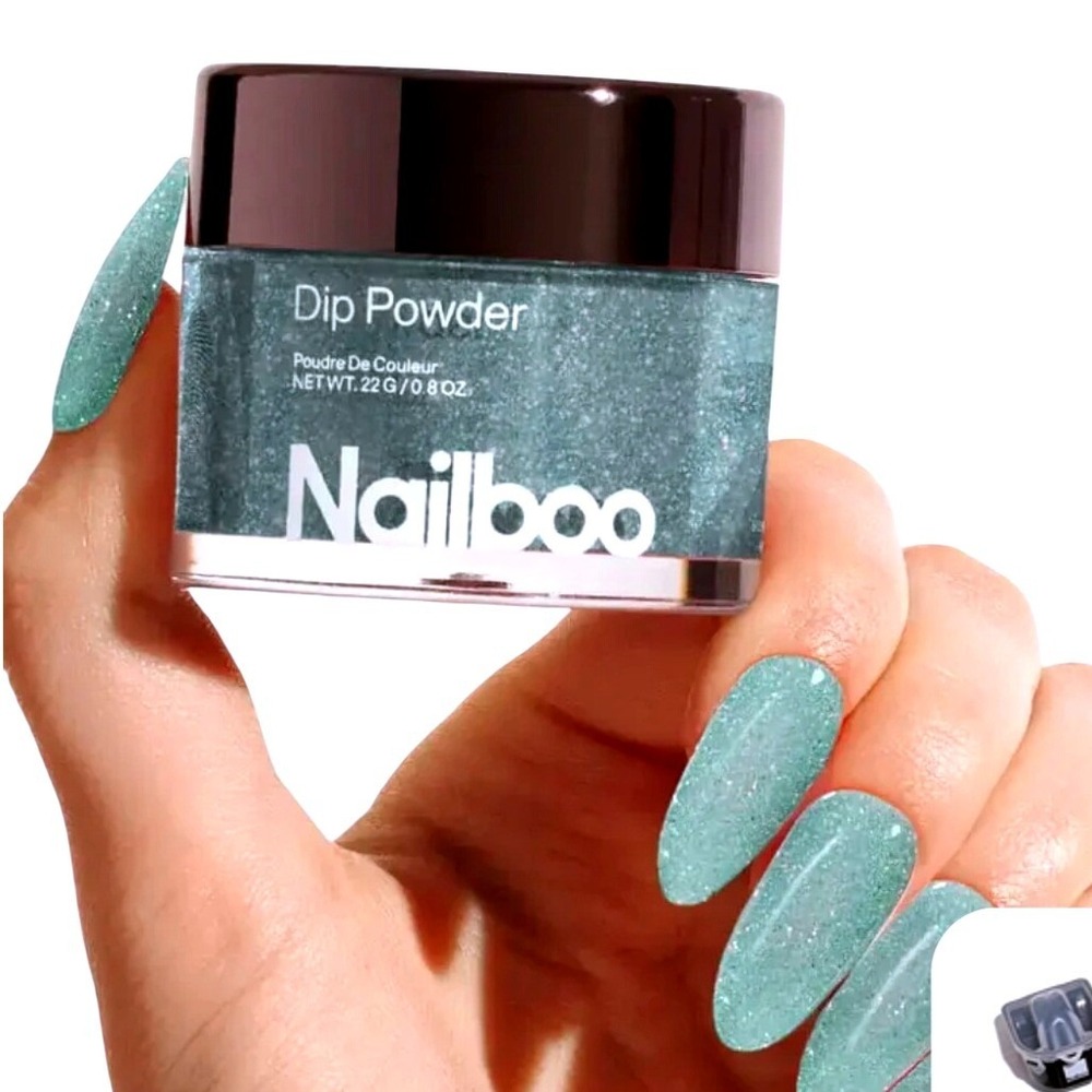Nailboo Dip Powder Teal Shimmer‎ Glitter Nail Color 22g 0.8oz New Sealed